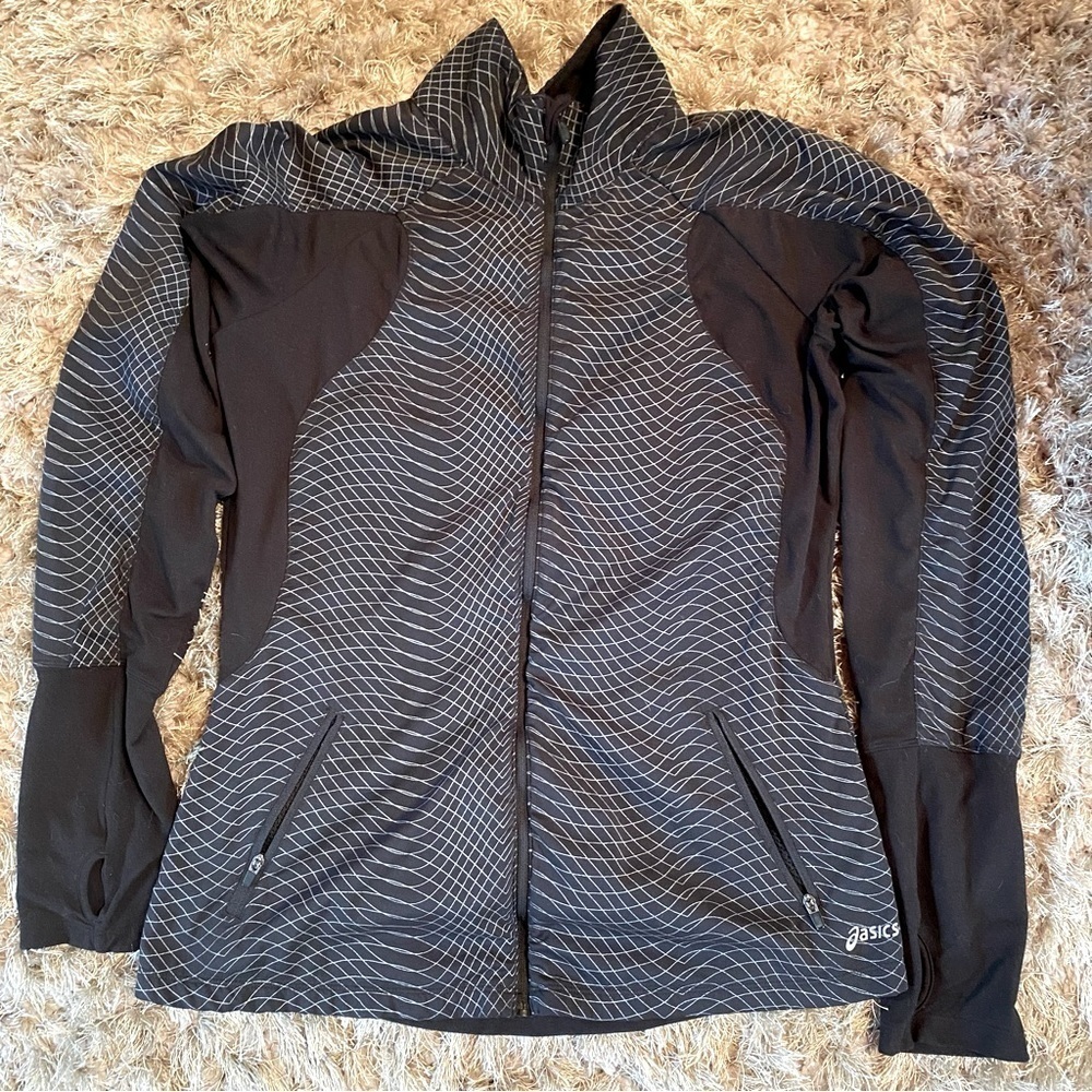 ASICS Women's Black and Gray Varsity Jacket